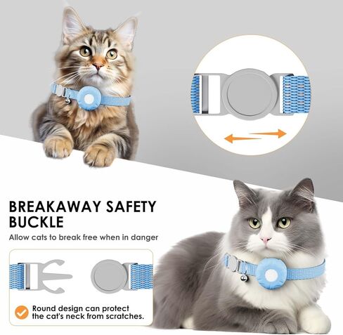 CAT GPS Tracker ، Smart Cat GPS Tracker متوافق مع Apple Find My App (iOS فقط) ، لا توجد رسوم شهرية ، مقاومة للماء (Tracker White ، طوق القط الأزرق) in Kuwait