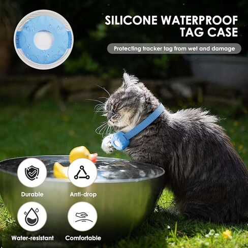 CAT GPS Tracker ، Smart Cat GPS Tracker متوافق مع Apple Find My App (iOS فقط) ، لا توجد رسوم شهرية ، مقاومة للماء (Tracker White ، طوق القط الأزرق) in Kuwait