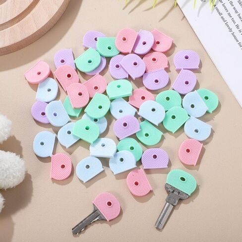48pcs أغطية غطاء مفتاح ملونة لمفتاح المنزل ، معرفات الألوان الرئيسية تغطي علامات مفتاح بلاستيكية لطيف 4 ألوان لمفاتيح المنزل المسطح الرقيق القياسي ، الملصقات ، الفهارس والطوابع in Saudi Arabia