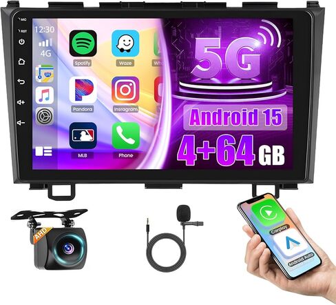 8 Core Android 13 ستيريو سيارة لهوندا CRV 2007-2011 لاسلكي Apple CarPlay Android Auto، 9 بوصة تعمل باللمس راديو السيارة 2G+32G مع نظام ملاحة GPS بلوتوث 5.0 DSP 4G WiFi HD كاميرا احتياطية in Kuwait