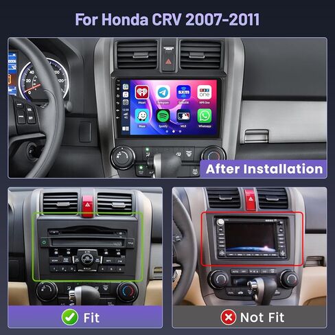 8 Core Android 13 ستيريو سيارة لهوندا CRV 2007-2011 لاسلكي Apple CarPlay Android Auto، 9 بوصة تعمل باللمس راديو السيارة 2G+32G مع نظام ملاحة GPS بلوتوث 5.0 DSP 4G WiFi HD كاميرا احتياطية in Kuwait