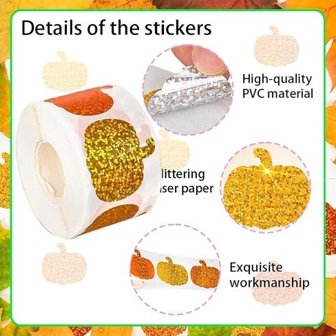 500pcs ملصقات قرع هالوين لفة 1 في شكل اليقطين بالليزر شارات مقاومة للماء 3 ألوان برتقالية ملصقات ملصقات ذاتية للذات للأطفال in Kuwait