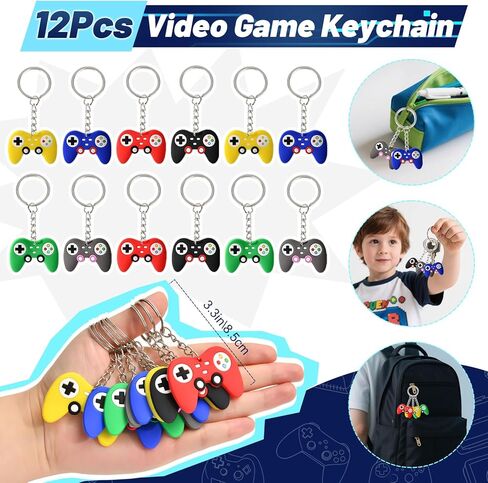 Video Game Party Favors Kids Gamer Birthday Party Supplies Drawstring Bag Silicone Bracelet Glow in Dark Tattoo Sticker Keychain Gamer Party Favors Gaming Birthday Goodie Bag Stuffers in Saudi Arabia