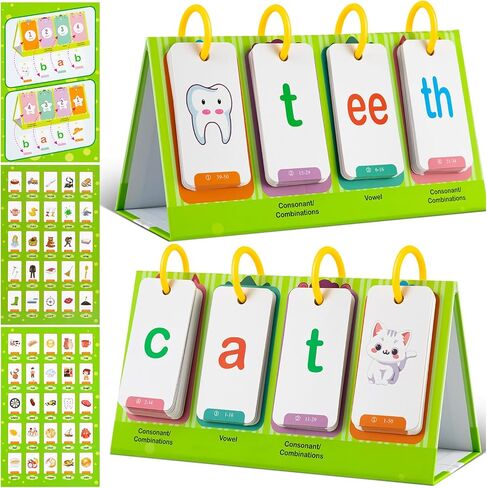 CVC & CVCC Words Games Phonics Flash بطاقات فلاش لرياض الأطفال ما قبل المدرسة ، مخطط جيب التعلم الأبجدي ، أداة تعلم الصوتيات في مرحلة ما قبل المدرسة للطلاب اللوازم المدرسية للطلاب in Kuwait