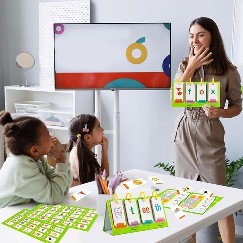 CVC & CVCC Words Games Phonics Flash بطاقات فلاش لرياض الأطفال ما قبل المدرسة ، مخطط جيب التعلم الأبجدي ، أداة تعلم الصوتيات في مرحلة ما قبل المدرسة للطلاب اللوازم المدرسية للطلاب in Kuwait