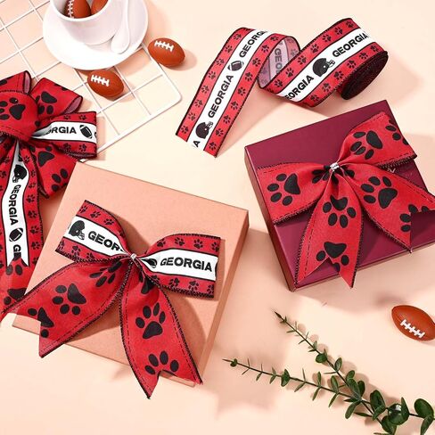 2 Rolls Georgia Wired Rebon Red White Black Boottblics خوذات Paw Print Bagbon للاشتراك الزخارف الزخارف الزخار in Kuwait