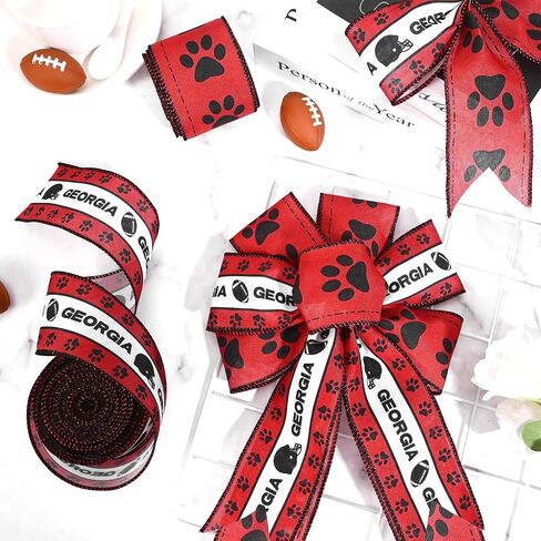 2 Rolls Georgia Wired Rebon Red White Black Boottblics خوذات Paw Print Bagbon للاشتراك الزخارف الزخارف الزخار in Kuwait
