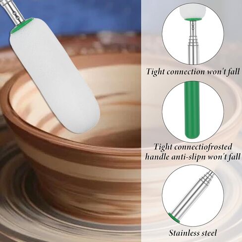 Telescoping Sponge Stick for Pottery Long Pottery Shape Sponges Ceramic Tool Adjustable Detachable Artist Vessels Clay Rods for Removing Excess Water from Tall Narrow Forms in Saudi Arabia