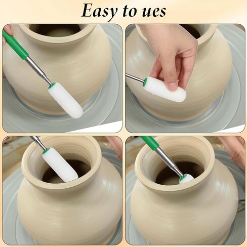 Telescoping Sponge Stick for Pottery Long Pottery Shape Sponges Ceramic Tool Adjustable Detachable Artist Vessels Clay Rods for Removing Excess Water from Tall Narrow Forms in Saudi Arabia