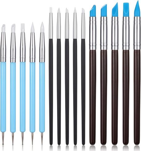 15pcs أداة نحت الطين السيليكون ، أدوات الفخار النمذجة الأداة الراتنج راتنجات النزعة لحرف DIY ، النمذجة ، الأظافر ، الرسم ، النقش ، الفخار النحت in Kuwait