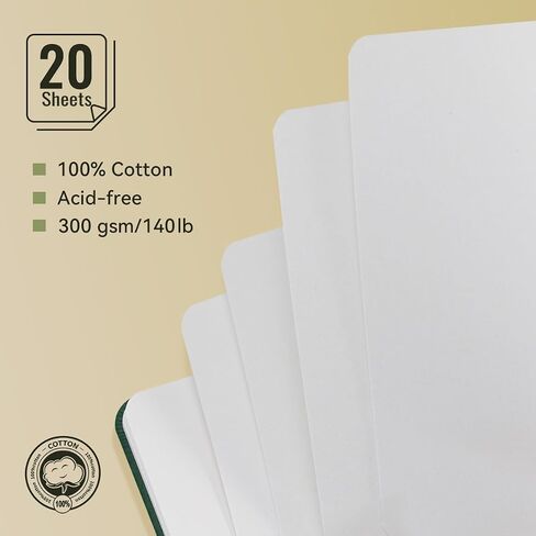 Lightwish Square Watercolor Sketchbook,2 Pack Total 40 Sheets,100% Cotton,300gsm/140lb,Acid-Free,Hot Press Watecolor Paper Journal for Artists Adults Students,4.72 * 4.72 Inches in Saudi Arabia
