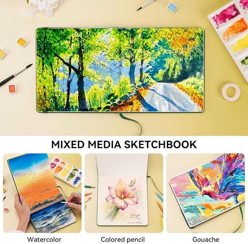 Lightwish Square Watercolor Sketchbook,2 Pack Total 40 Sheets,100% Cotton,300gsm/140lb,Acid-Free,Hot Press Watecolor Paper Journal for Artists Adults Students,4.72 * 4.72 Inches in Saudi Arabia
