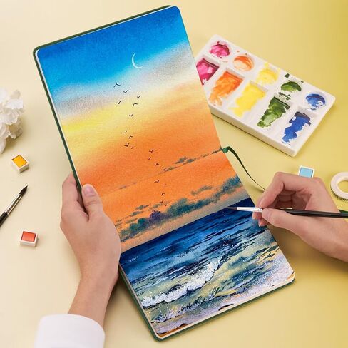 Lightwish Square Watercolor Sketchbook,2 Pack Total 40 Sheets,100% Cotton,300gsm/140lb,Acid-Free,Hot Press Watecolor Paper Journal for Artists Adults Students,4.72 * 4.72 Inches in Saudi Arabia