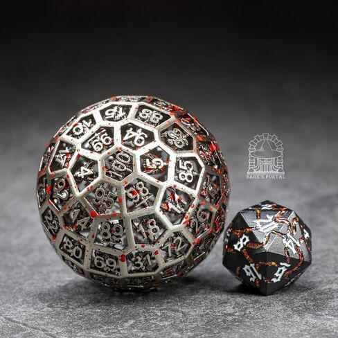 Sage's Portal D100 Dragonstones Metal DND Dice for DND TTRPG Dungeons and Dragons Pathfinder (Hollow Nickel/Blood) in Kuwait