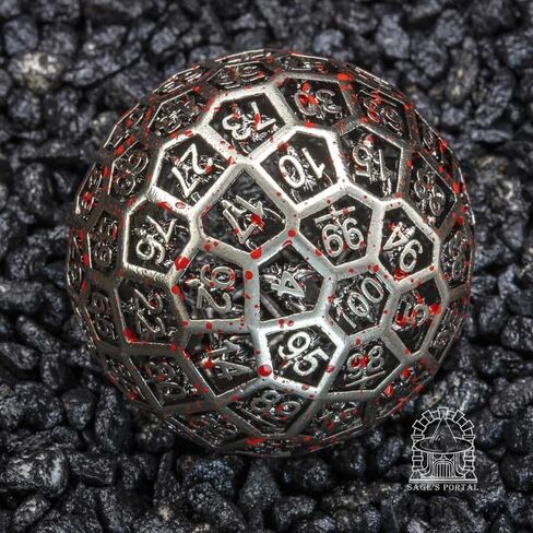 Sage's Portal D100 Dragonstones Metal DND Dice for DND TTRPG Dungeons and Dragons Pathfinder (Hollow Nickel/Blood) in Kuwait