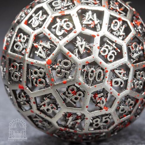 Sage's Portal D100 Dragonstones Metal DND Dice for DND TTRPG Dungeons and Dragons Pathfinder (Hollow Nickel/Blood) in Kuwait