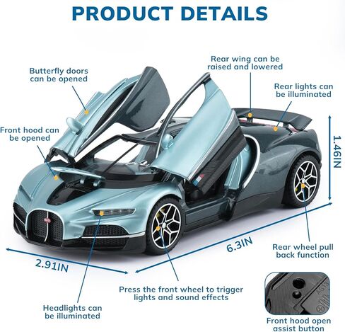 ألعاب السيارات للأولاد 1 32 Collecast Cars Collectibles Model Kit و Metal Toy Car للبنين والبنات ، وسحب السيارات مع الأضواء والأصوات ، والسيارات للأطفال الذين تتراوح أعمارهم بين 3-5 （الأزرق） in Kuwait