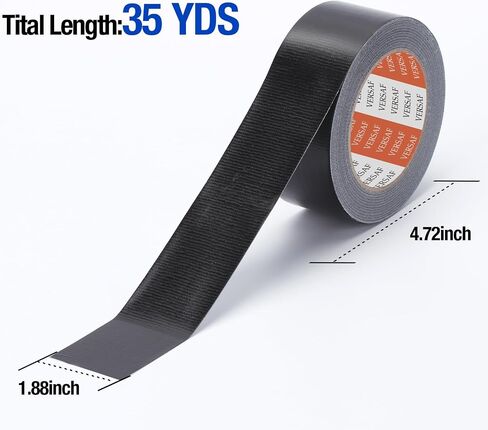 Heavy Duty Black Duct Tape - 1.88" x 35 yd, Strong Adhesive Waterproof All-Weather Multipurpose Repair & Sealing Tape for Home Repairs, Automotive, Outdoor, Packaging, Crafts in Saudi Arabia