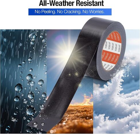 Heavy Duty Black Duct Tape - 1.88" x 35 yd, Strong Adhesive Waterproof All-Weather Multipurpose Repair & Sealing Tape for Home Repairs, Automotive, Outdoor, Packaging, Crafts in Saudi Arabia