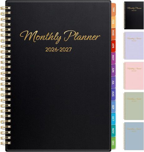GNL Monthly Planner 2026-2027 ، 2 سنة (27 شهرًا) مخطط التقويم ، أكتوبر 2025 - ديسمبر 2027 ، 7 "× 10" فروق شهرية ومخطط سنوي ، مثالي للتخطيط المنزلي للمكاتب المدرسية ، الأسود in Kuwait