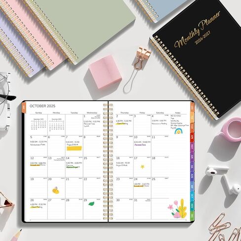 GNL Monthly Planner 2026-2027 ، 2 سنة (27 شهرًا) مخطط التقويم ، أكتوبر 2025 - ديسمبر 2027 ، 7 "× 10" فروق شهرية ومخطط سنوي ، مثالي للتخطيط المنزلي للمكاتب المدرسية ، الأسود in Kuwait