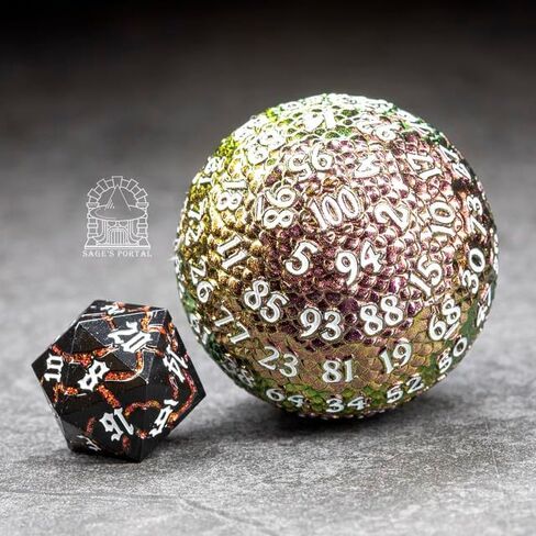 Sage's Portal D100 Dragonstones Metal DND Dice for DND TTRPG Dungeons and Dragons Pathfinder (Hollow Nickel/Blood) in Kuwait