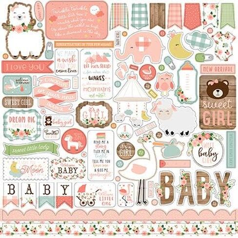 Echo Park Paper Company Baby Girl Element Paper ، 12-X-12 بوصة ، وردي ، أصفر ، أخضر ، أزرق in Saudi Arabia