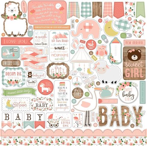 Echo Park Paper Company Baby Girl Element Paper ، 12-X-12 بوصة ، وردي ، أصفر ، أخضر ، أزرق in Saudi Arabia