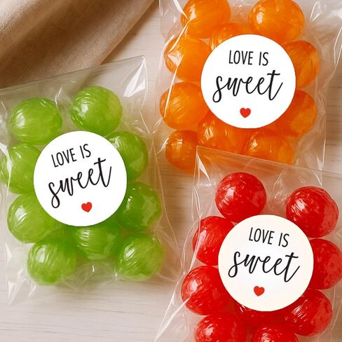 120 PCS Love is Sweet Stickers Bridal Shower Forms Wedding Guest Gift Hight Thank You Gift for Wedding Cupcake Bar Bar Honey وجبة خفيفة حقيبة حلويات in Saudi Arabia