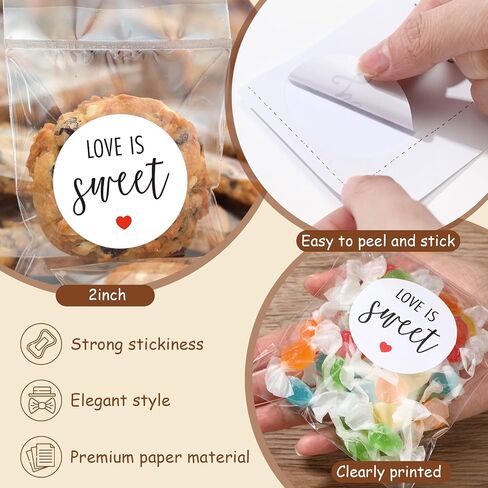 120 PCS Love is Sweet Stickers Bridal Shower Forms Wedding Guest Gift Hight Thank You Gift for Wedding Cupcake Bar Bar Honey وجبة خفيفة حقيبة حلويات in Saudi Arabia