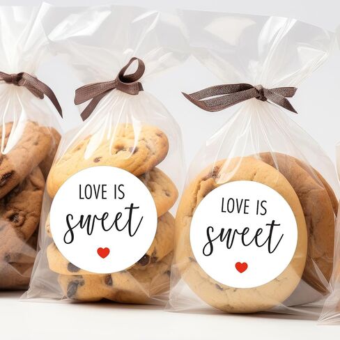 120 PCS Love is Sweet Stickers Bridal Shower Forms Wedding Guest Gift Hight Thank You Gift for Wedding Cupcake Bar Bar Honey وجبة خفيفة حقيبة حلويات in Saudi Arabia