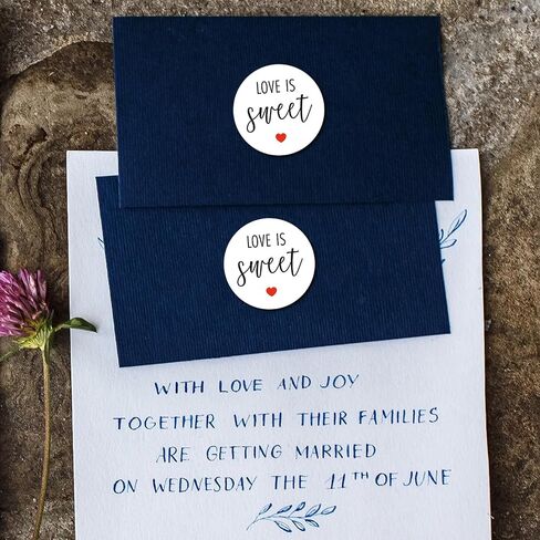 120 PCS Love is Sweet Stickers Bridal Shower Forms Wedding Guest Gift Hight Thank You Gift for Wedding Cupcake Bar Bar Honey وجبة خفيفة حقيبة حلويات in Saudi Arabia