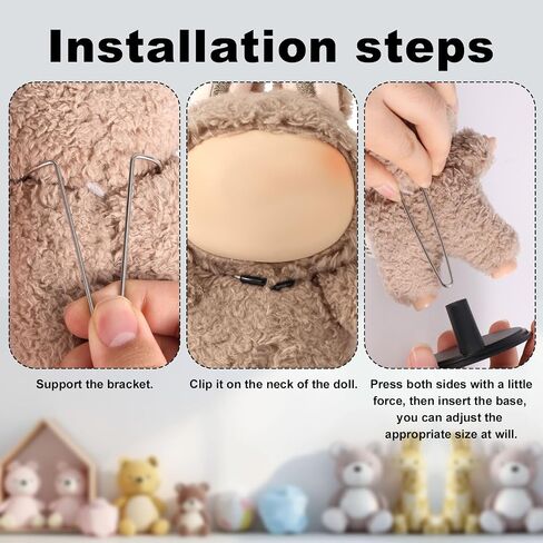 حامل دمية 6pcs ، معروض قابلة للتعديل ، حامل ، حامل ، إكسسوارات الدعم لزخرفة المكاتب المنزلية للعبّة 4-8 بوصة (أسود) in Saudi Arabia
