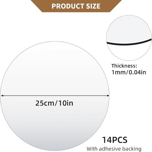 14 Pcs Acrylic Round Mirror for Tables Centerpieces, 8 inch Circle Mirror Tiles Tray for Wedding Wall Home Living Room Bedroom Decor, Small for Crafts (8in/20cm) in Saudi Arabia