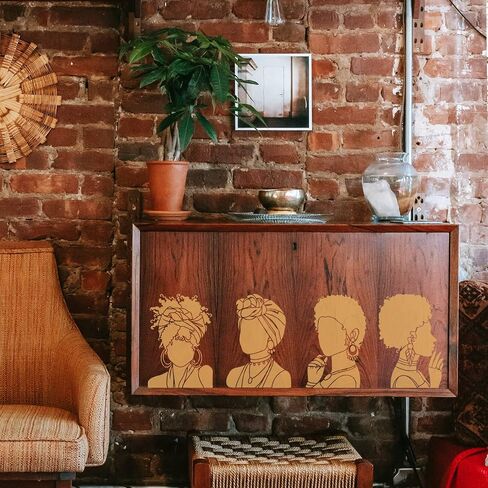FINGERINSPIRE 4 Pcs Beauty African Tribal Girl Painting Stencils 11.7x8.3 inch Young Girl Face Silhouette Stencil Reusable PET Hollow Out Craft Template for Painting on Wall Wood Furniture in Saudi Arabia