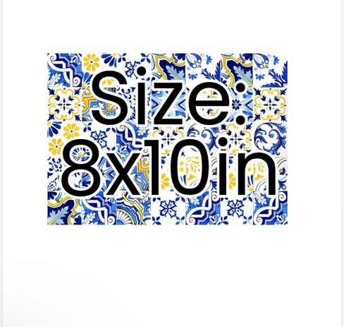 Mediterranean Tile Pattern Cake Topper, 8x10 inches, Blue and Yellow Design, Bridal Shower Party Decoration in Saudi Arabia