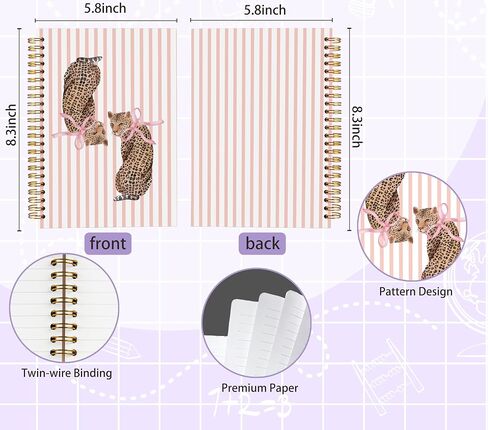 Welshower Coquette Pink Bow Leopard Notebook Notebook Journal ، Preppy Girly Cheetah Noteboor ، Journal Exply Cheetah Print Journal ، Leopard Office Supplies ، 5.5 × 8.3 بوصة in Saudi Arabia