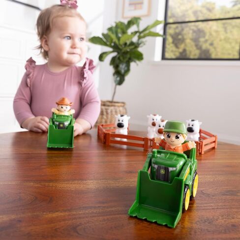 TOMY The Cows are Out! Farm Playset for Kids - Toddler Farm Set includes John Deere Tractor Toys with Front Loaders, Fencing, 2 Farmer Action Figures, and 4 Cow Toys - 14 Count - Ages 18 Months and Up in Saudi Arabia