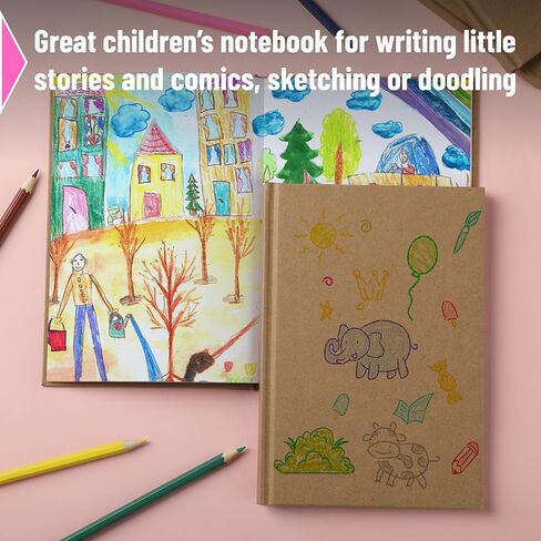 Mr. Pen- Hardcover Blank Books, 4 pcs, 5.7"x8.2", 40 Sheets, Kraft Blank Books for Kids to Write Stories, Blank Notebooks for Kids, Blank Journal for Kids, Unlined Notebook, Notebook for Kids in Saudi Arabia