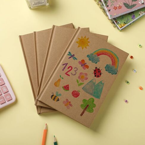 Mr. Pen- Hardcover Blank Books, 4 pcs, 5.7"x8.2", 40 Sheets, Kraft Blank Books for Kids to Write Stories, Blank Notebooks for Kids, Blank Journal for Kids, Unlined Notebook, Notebook for Kids in Saudi Arabia