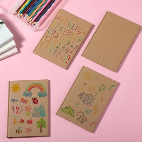 Mr. Pen- Hardcover Blank Books, 4 pcs, 5.7"x8.2", 40 Sheets, Kraft Blank Books for Kids to Write Stories, Blank Notebooks for Kids, Blank Journal for Kids, Unlined Notebook, Notebook for Kids in Saudi Arabia