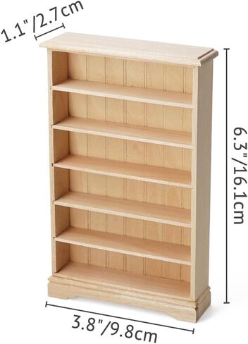 Odoria Dollhouse Bookcase Shelf Miniature: 1/12 Scale Bookshelf Modern Living Room - Mini Wall Shelving for Salon - Tiny Wood Furniture Office Library in Saudi Arabia