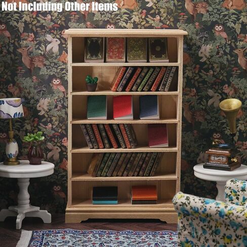 Odoria Dollhouse Bookcase Shelf Miniature: 1/12 Scale Bookshelf Modern Living Room - Mini Wall Shelving for Salon - Tiny Wood Furniture Office Library in Saudi Arabia