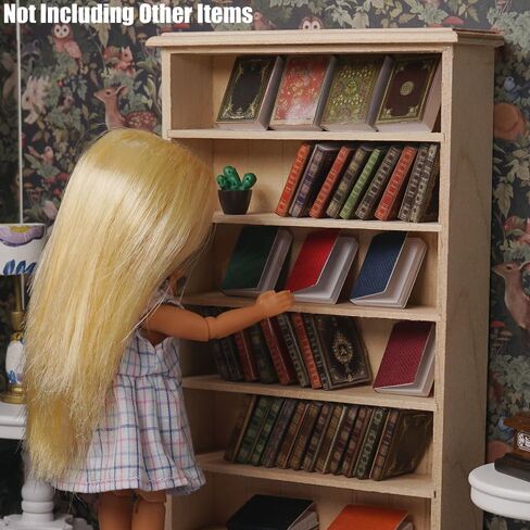 Odoria Dollhouse Bookcase Shelf Miniature: 1/12 Scale Bookshelf Modern Living Room - Mini Wall Shelving for Salon - Tiny Wood Furniture Office Library in Saudi Arabia