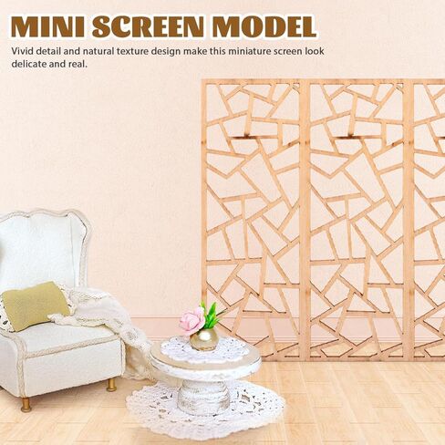 Miniature Screen Decor Wooden Screen 6pcs Dollhouse Furniture Chinese Screen Panel Divider Desktop Window Pane Dollhouse Room Privacy Divider Photo Prop B in Saudi Arabia