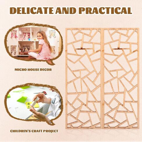 Miniature Screen Decor Wooden Screen 6pcs Dollhouse Furniture Chinese Screen Panel Divider Desktop Window Pane Dollhouse Room Privacy Divider Photo Prop B in Saudi Arabia
