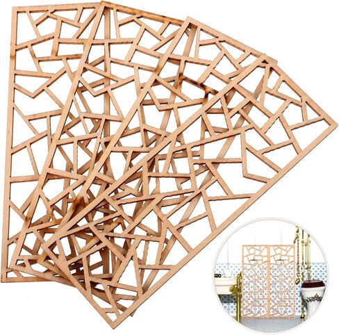 Miniature Screen Decor Wooden Screen 6pcs Dollhouse Furniture Chinese Screen Panel Divider Desktop Window Pane Dollhouse Room Privacy Divider Photo Prop B in Saudi Arabia