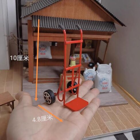 1/12 مصغرة Dollhouse Hand Cart Mini Model لعيد الميلاد غرفة الطعام ديكور المنزل الدعائم (Red) in Kuwait