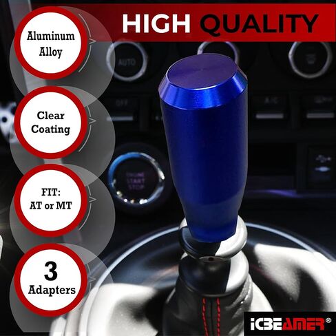 مقبض ناقل الحركة من الألومنيوم الكروم الجديد من ICBEAMER مقاس 2.5 بوصة، يناسب مركبات النقل اليدوي الأوتوماتيكية و4 و5 و6 سرعات، مقبض ناقل الحركة الداخلي للسيارة، قطع غيار السيارات، قطعة واحدة in Kuwait