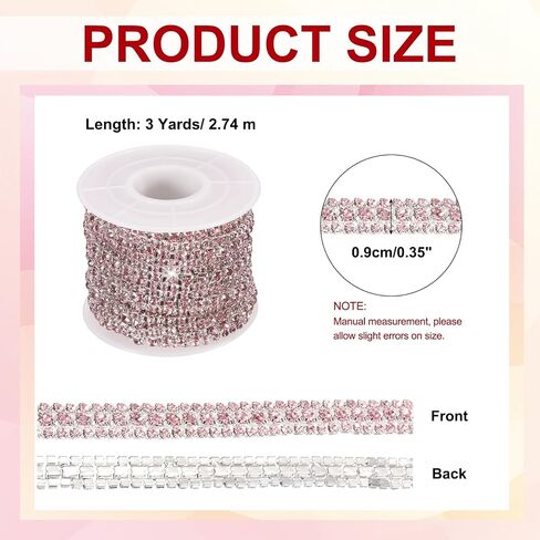 Patikil 6 ياردة لفة سلسلة Rhinestone ، 3 صفوف من سلسلة Crystal Close Stain Bling Seleing Trim Strip لحرف الملابس ، زخرفة الأزياء DIY ، زخرفة حافة الأكياس ، الفضة/AB ملونة in Kuwait
